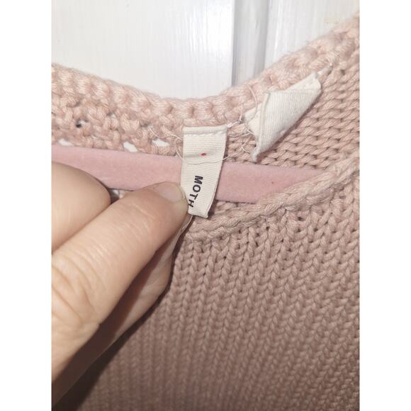 Anthropologie Moth Madeira Sweater Knit Eyelet Top Size XS Coquette Feminine‎ - Picture 4 of 6